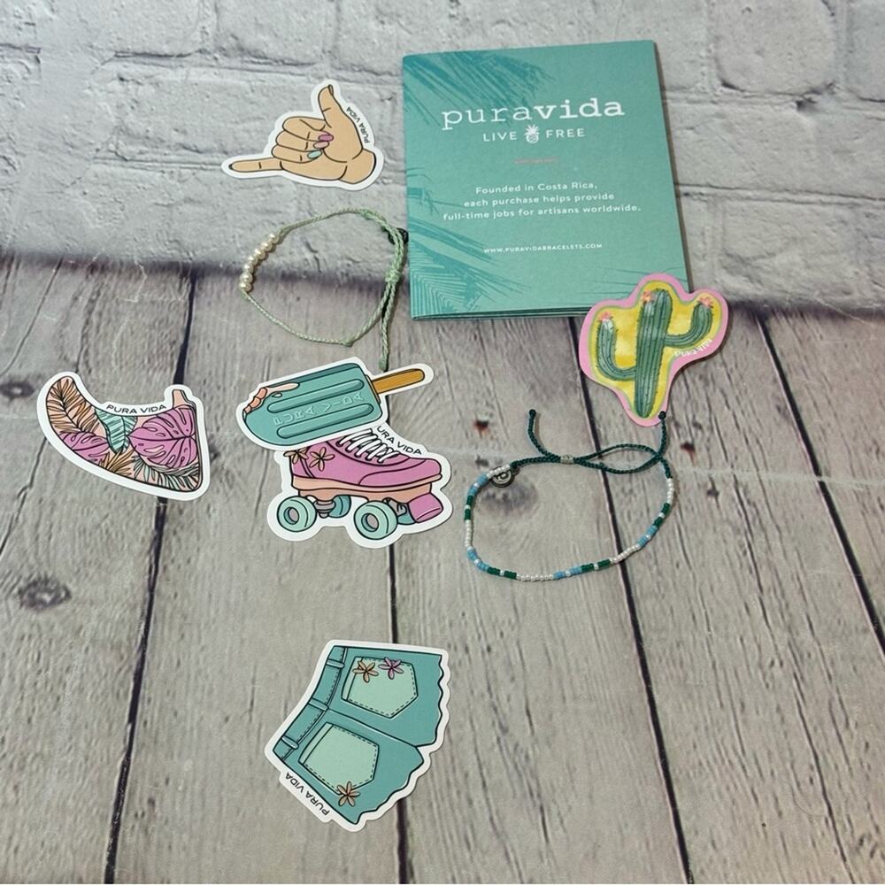 Posh Peanut Set of 2 Beaded Bracelets and Stickers